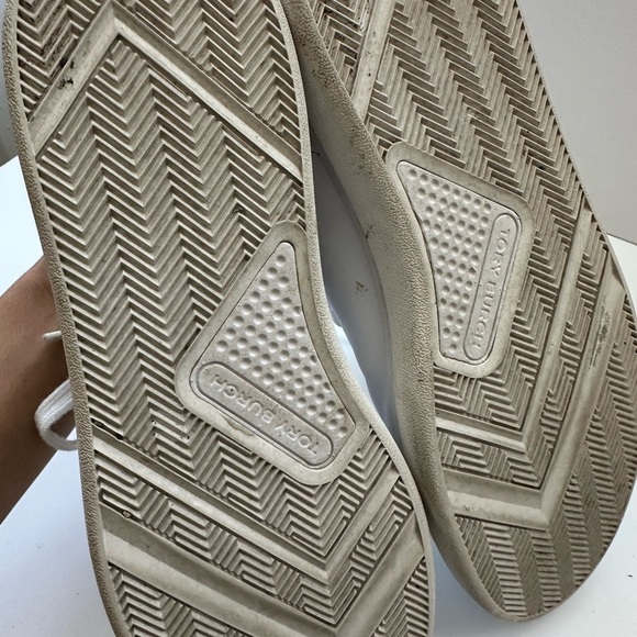 Tory Burch Sz 9 Howell Court Leather Sneakers in Titanium White/Allium Purple - Picture 7 of 16